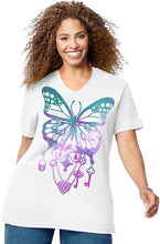 Load image into Gallery viewer, Hanes Comfortblend Women&#39;s Size Plus Printed Short-Sleeve V-Neck T-Shirt Discontinued
