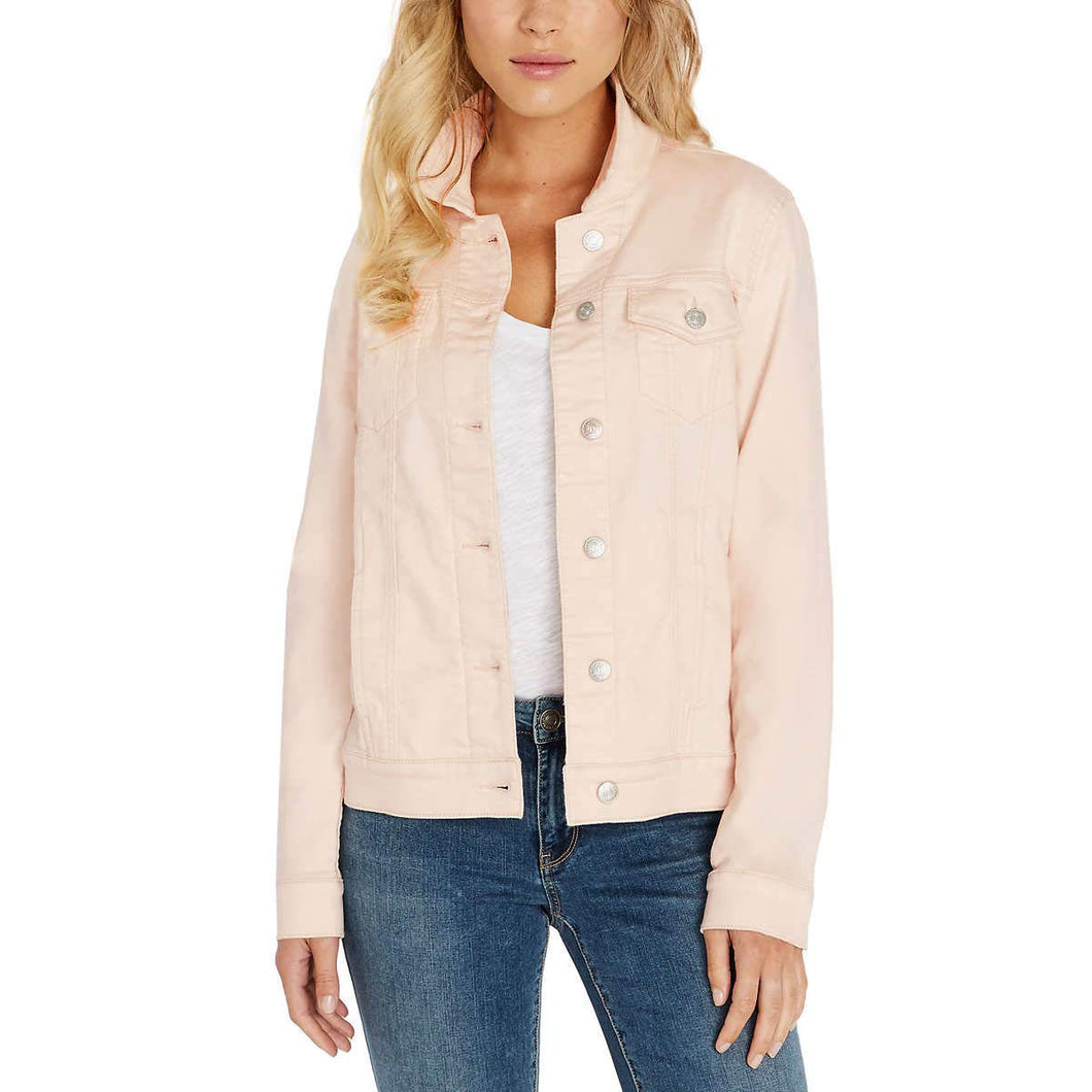 Buffalo David Bitton Womens Knit Denim Jacket (Light Pink, Small)