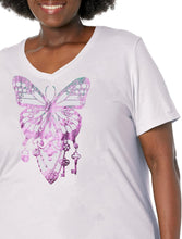 Load image into Gallery viewer, Hanes Comfortblend Women&#39;s Size Plus Printed Short-Sleeve V-Neck T-Shirt Discontinued
