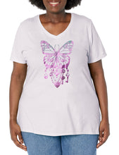 Load image into Gallery viewer, Hanes Comfortblend Women&#39;s Size Plus Printed Short-Sleeve V-Neck T-Shirt Discontinued
