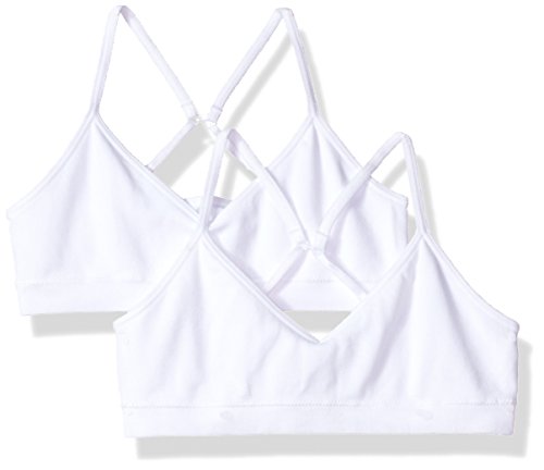 Hanes Big Girl's ComfortFlex Seamless Bralette 2-Pack Bra, White/White, Medium