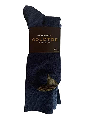 GoldToe Men's Wentwoth Dress Crew Socks (4 Pair) (Black-Navy- Light Blue, 4)