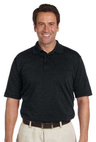 Chestnut Hill Men's Short Sleeve Performance Plus Jersey Polo Shirt CH180 Black Small