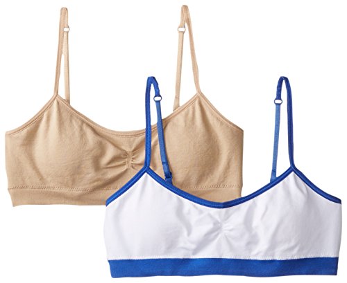 Hanes Girl's Seamless Foam Bra, Nude/White/Navy Glisten, Medium (Pack of 2)