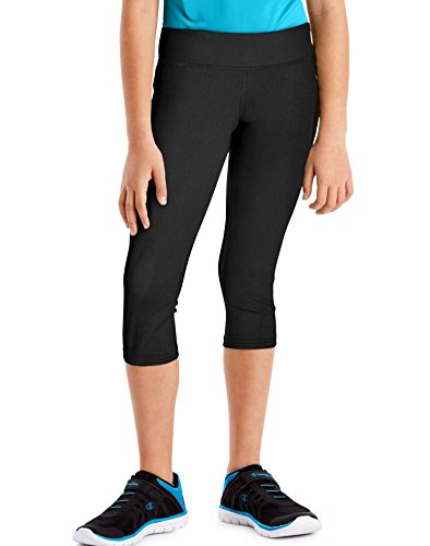 Hanes Girls' Big Sport Performance Capri Legging, Black/Pink Extreme, XS