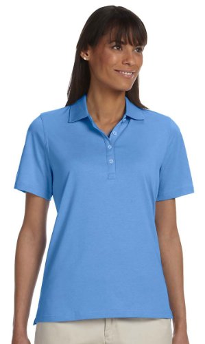 Ashworth 1147C Ladies High Twist Cotton Tech Polo-Short Sleeves T-Shirt-Large-Blue