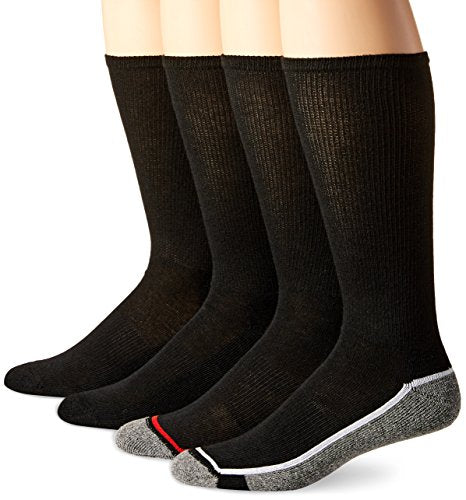 Hanes Men's X-Temp Active Cool Crew Socks (Bonus Pack), Black/Red, 10-13 (Shoe Size: 6-12)